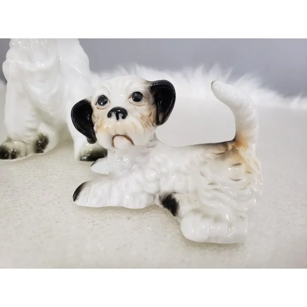 Vintage Ceramic Schnauzer Terrier Dog Figure Japan MCM‎ lot set 3 decor grandma